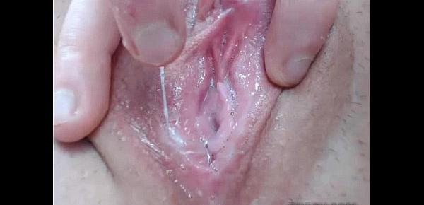  Hairy wet pussy closeup